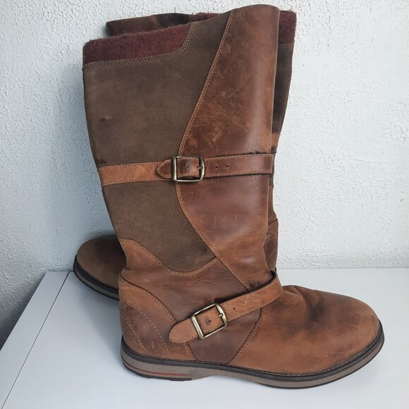 LL Bean Boots Womens 8 Wide Park Ridge Mid Calf Riding Side Zip Brown Leather - Picture 2 of 7